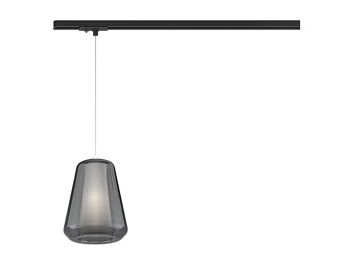 Double Skin Sosp. 1 Luce E27 Con Cavo Cm 250 Gamma Fume E Prendi Corrente Nero Per Binario Mono