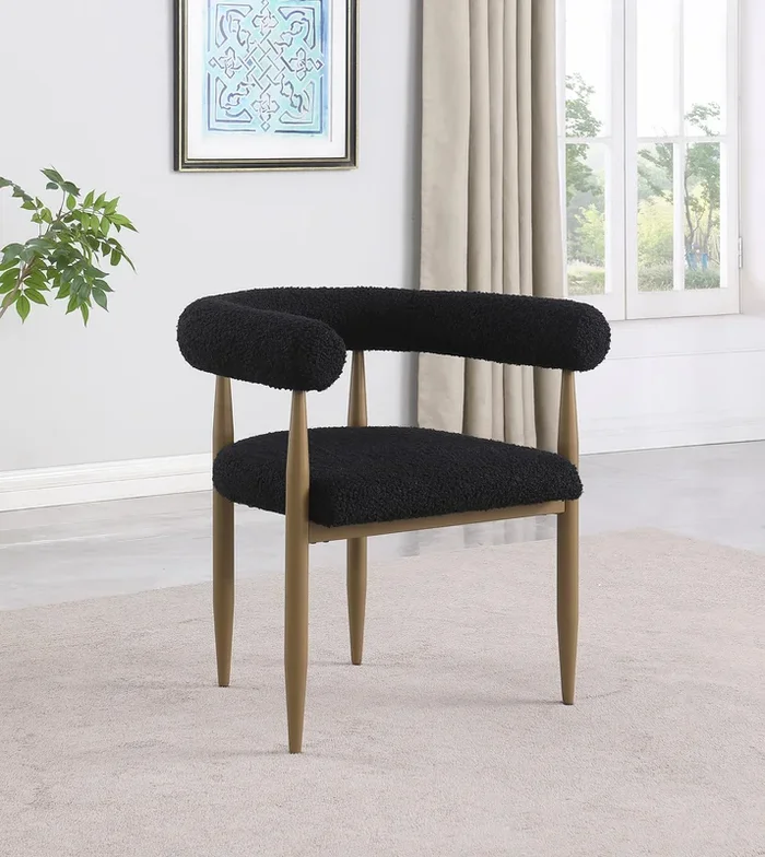 Dunmore Black Boucle Dining Arm Chair, Set of 2