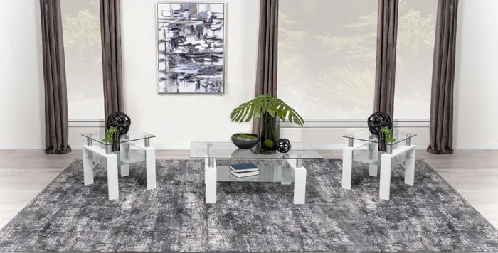 Dyer White 3-Piece Rectangular Coffee and End Table Set