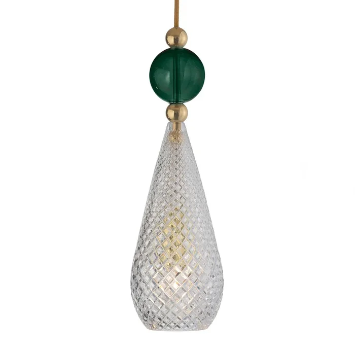 EBB & FLOW Smykke M bola verde a cuadros de cristal dorado