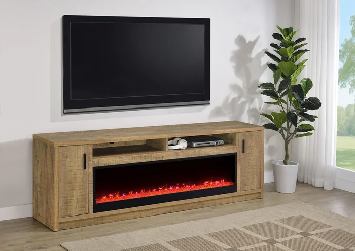 Eddy Mango 79-inch 2-Door TV Stand Fireplace Media Console