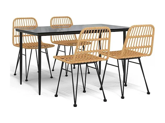 Eden Prairie Juego de comedor de jardín 5 piezas ratán sintético