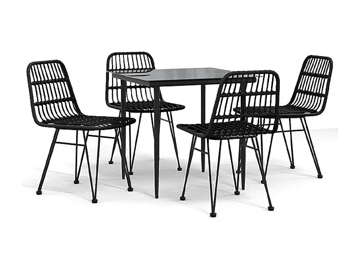Eden Prairie Juego de comedor de jardín 5 piezas ratán sintético negro