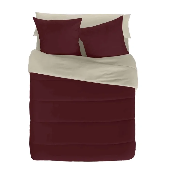 EDREDON NORDICO REVERSIBLE BICOLOR BURDEOS 42/VAINILLA CAMA 90/105