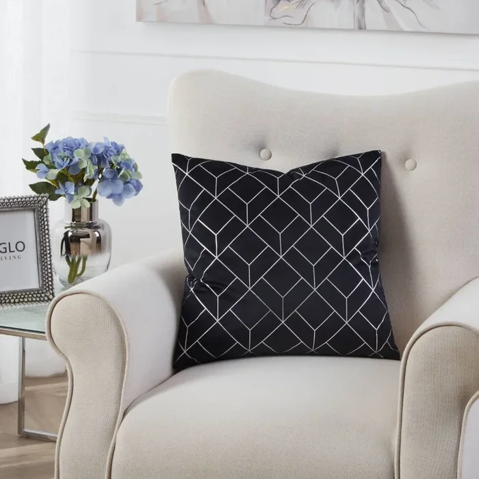 Eglo – Almohada decorativa 45×45 cm negro/plata