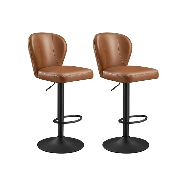 EKHO Colección – Juego de 2 Sillas de Bar 360° Giratoria Marrón Caramelo-VASAGLE