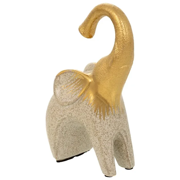 Elefante decoración de cerámica dorado 12,5×7,5×20