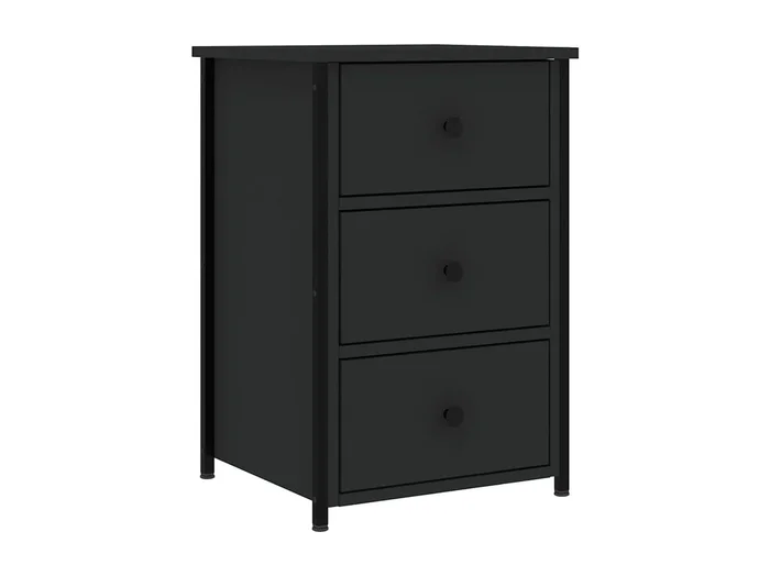 Elorin Mesita de noche madera de ingeniería negro 40x36x60 cm
