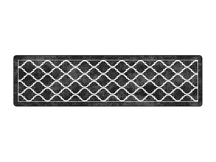 Elsje Alfombra lavable antideslizante negro y blanco 80×300 cm