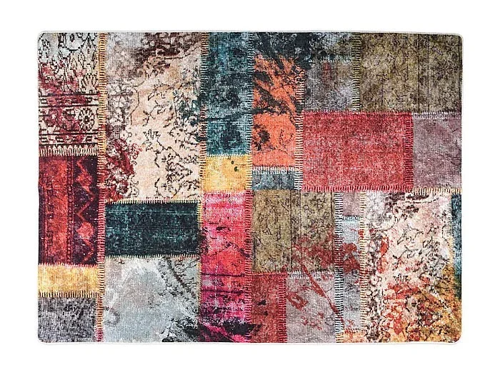 Elsje Alfombra lavable patchwork antideslizante multicolor 120×180 cm