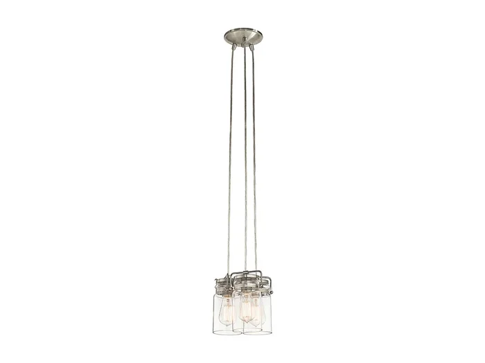 Elstead Brinley 3 Light Cluster Pendel Borstad Nickel, E27