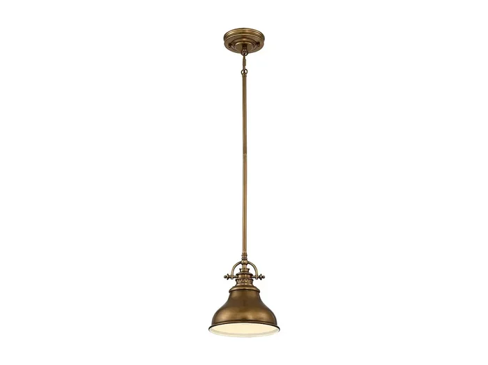 Elstead Emery 1 Light Dome Tak Mini Pendel Weathered mässing, E27