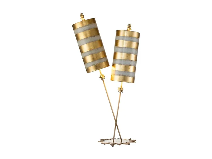 Elstead Nettle Luxe 2 ljus Bordslampa Gold Leaf, Taupe, E27
