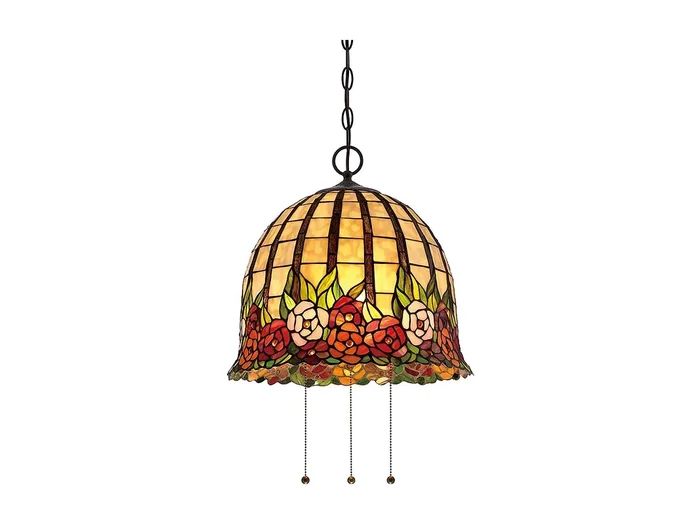 Elstead Rosecliffe 3 ljus takhänge Imperial brons, Tiffany stil glas, E27