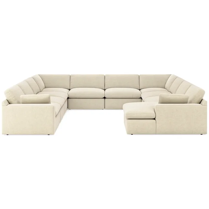 Elyza Linen 10-Piece Right Arm Facing RAF Chaise Sectional