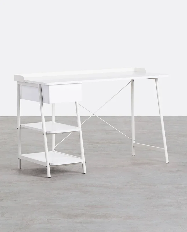 Escritorio de Madera y Metal Mani Blanco Alabaster – The Masie