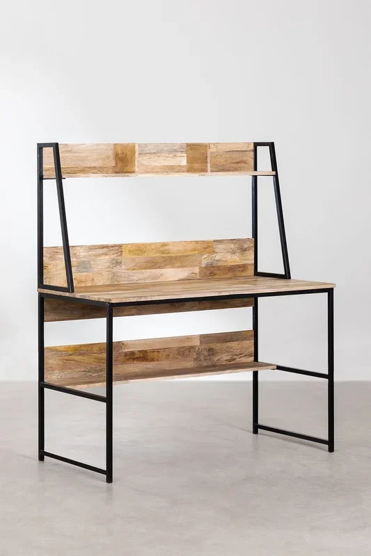 Escritorio en Madera Reciclada Tudent Negro – SKLUM