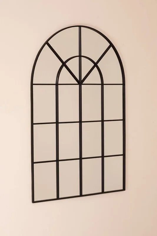 Espejo de Pared en Metal Efecto Ventana (135×92 cm) Paola Negro – SKLUM