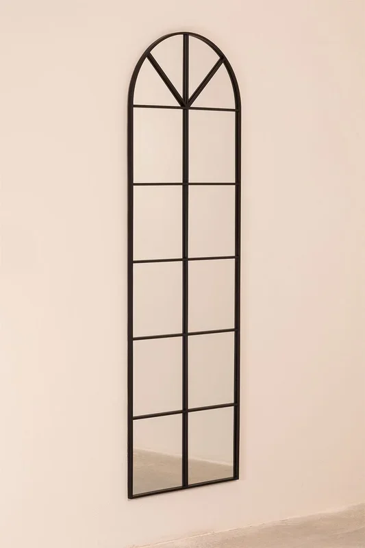 Espejo de Pared en Metal Efecto Ventana (180×59 cm) Paola L Negro – SKLUM