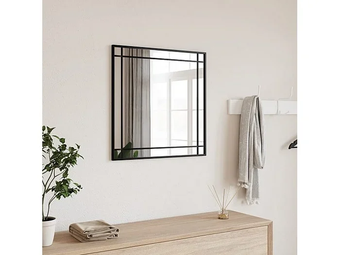 Espejo de pared negro 50×50 cm cuadrado de hierro