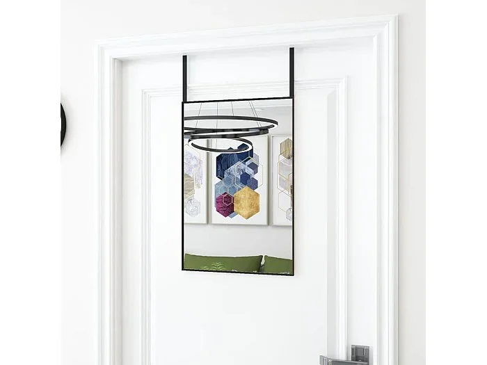 Espejo de puerta negro 40×60 cm Cristal y aluminio