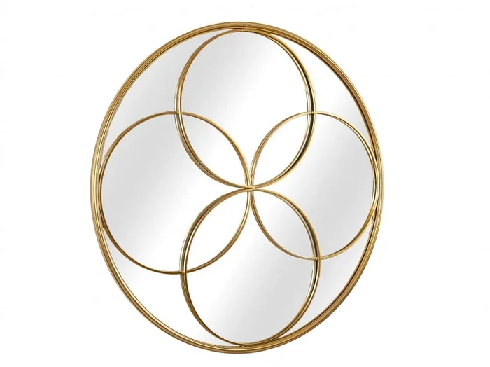 Espejo Metal Dorado Circulos