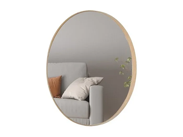 Espejo redondo RIO – Ø80 cm – Acabado en roble envejecido – MDF con decoración de madera – Diseño natural y de tendencia
