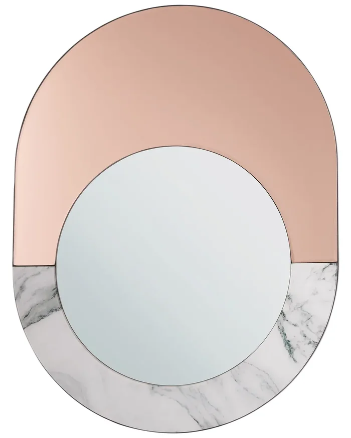 Espejo RETY 50 cm 65 cm Piedra Rosa dorado