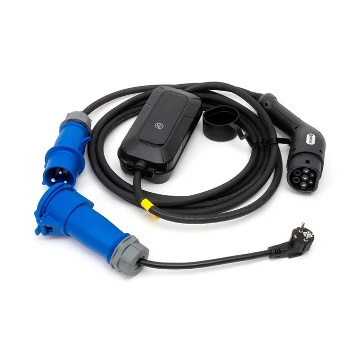 Estaciones de recarga para vehículos eléctricos EV/PHEV AC Tipo 2 32A/230V 7,4kW IP55 5m + adaptador 230V 3,7kW + estuche