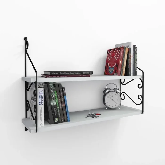 Estante de pared SERAMONI 51×72 cm blanco/negro