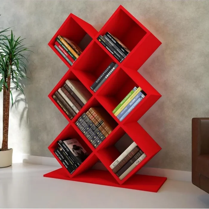 Estante para libros KUMSAL 129×90 cm rojo
