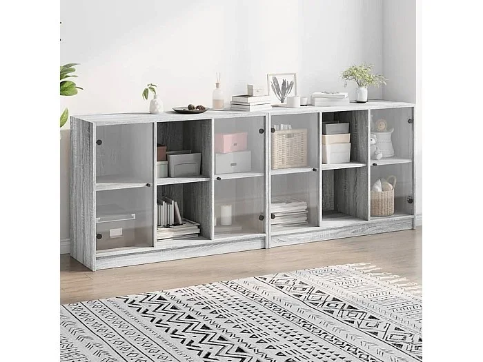 Estantería con puertas madera gris Sonoma 204x37x75 cm