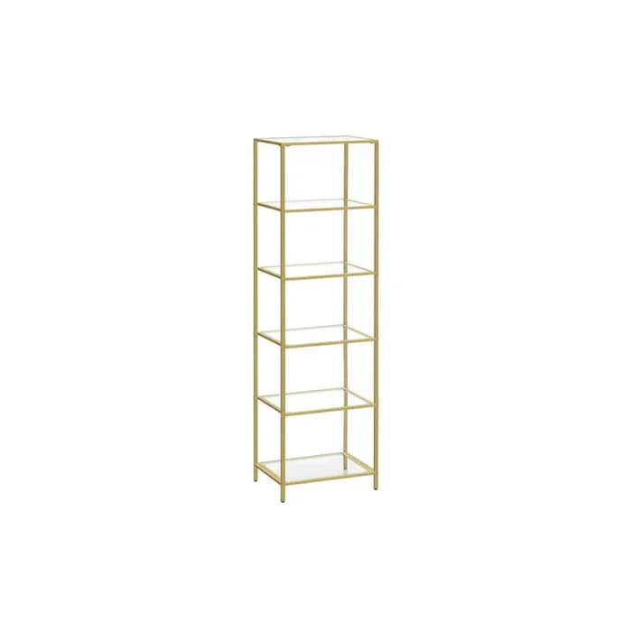 Estantería de Cristal de 6 Niveles Dorado-VASAGLE