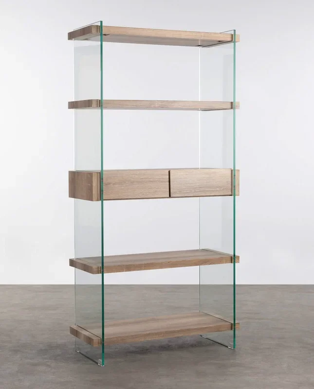 Estantería de Cristal y Madera Layers MDF Natural – The Masie