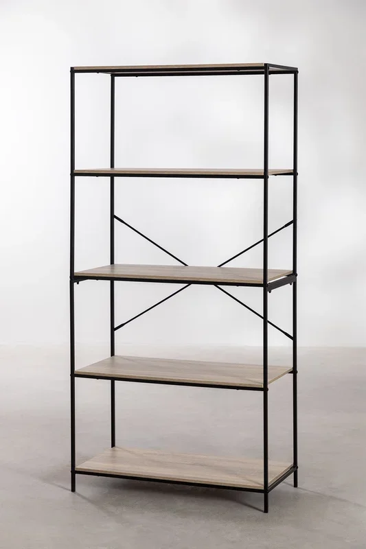 Estantería en Madera y Metal Baxter Negro – Madera Natural – SKLUM