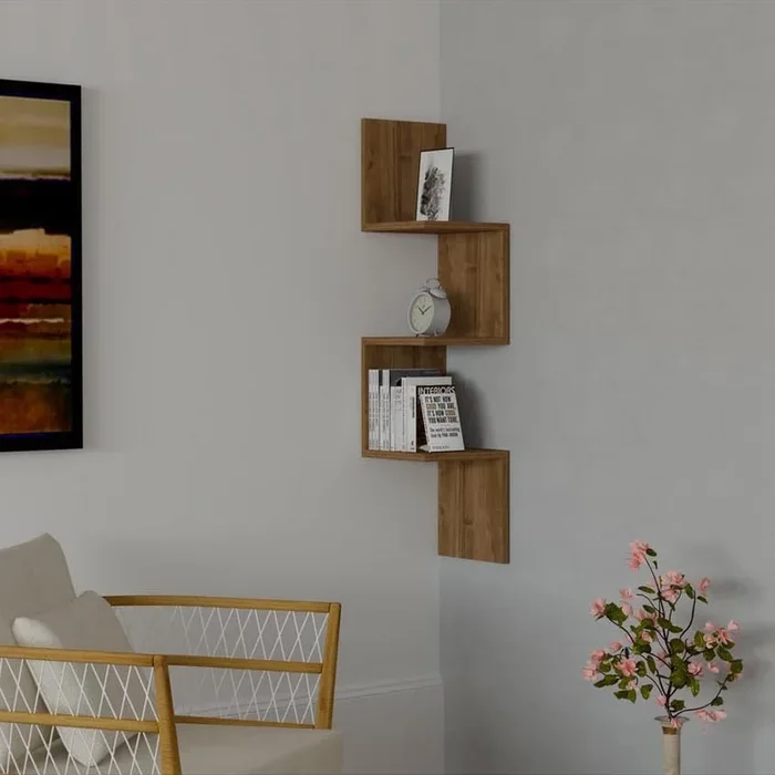 Estantería esquinera de pared ZIKZAK 105,5×25 cm marrón