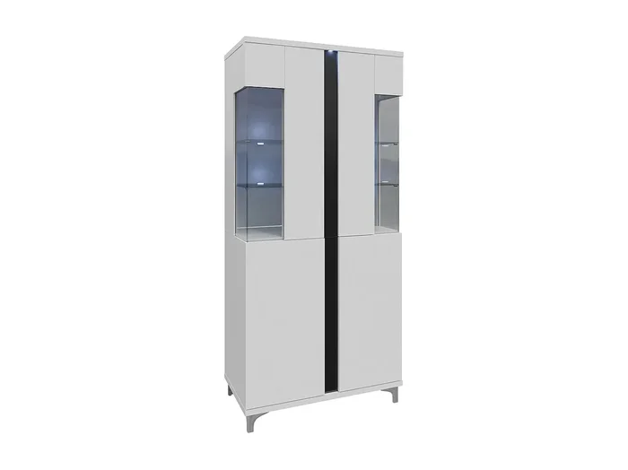 Estantería Livseri 116, Con puertas Cerrable, Vidrio Aglomerado laminado, 198x92x40cm