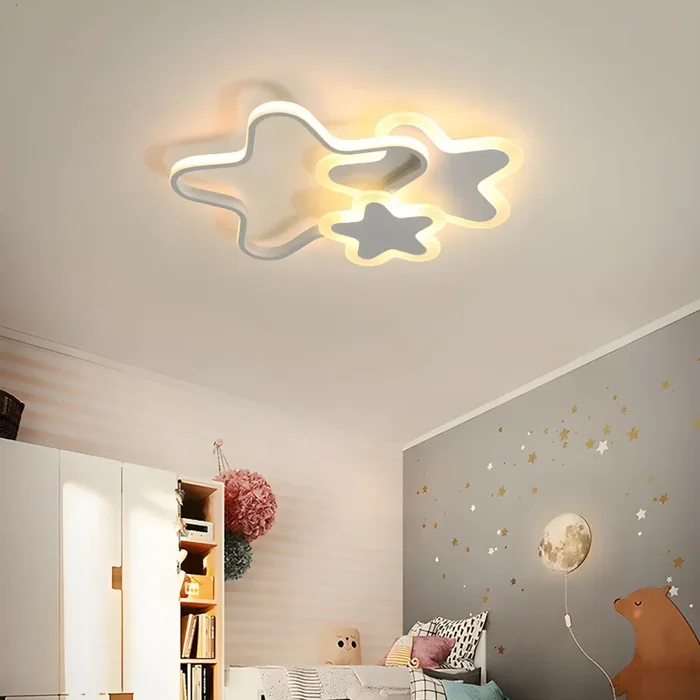 Estilo Infantil Luminaria de Techo LED de Acrílico Lámpara de Techo para Dormitorio de Niñas – 110 A 120 V Blanco 41,91 cm Atenuación continua Estrella