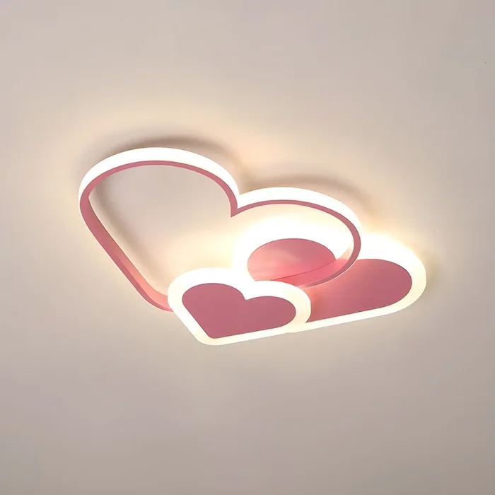 Estilo Infantil Luminaria de Techo LED de Acrílico Lámpara de Techo para Dormitorio de Niñas – 220 A 240 V Rosa 52,07 cm Blanco Corazón amoroso