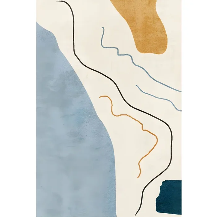 Estilo Nórdico Tapiz de Fibra Sintética Antideslizante Alfombra Multicolor con Patrón de Bloque de Color para Salón – Beige 180 x 250 cm