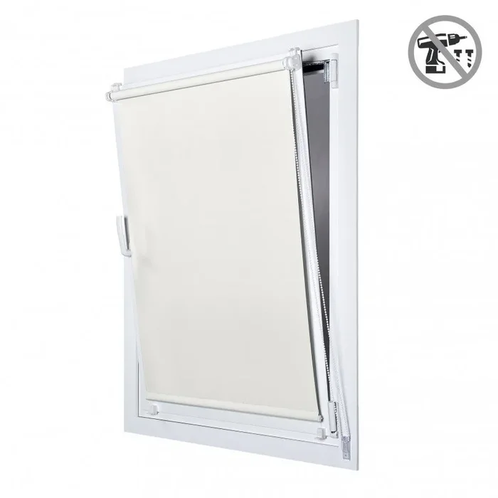 Estor Opaco EasyFix, Estores enrollables de instalación sin taladrar Crudo, 45 x 180 cm