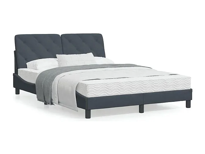 Estructura cama con cabecero terciopelo gris oscuro 140×200 cm