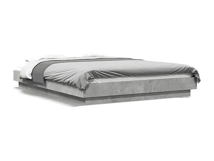 Estructura cama con luces LED madera gris hormigón 140×190 cm