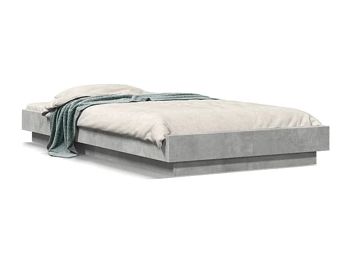 Estructura cama con luces LED madera gris hormigón 75×190 cm