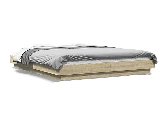 Estructura cama con luces LED madera roble Sonoma 160×200 cm