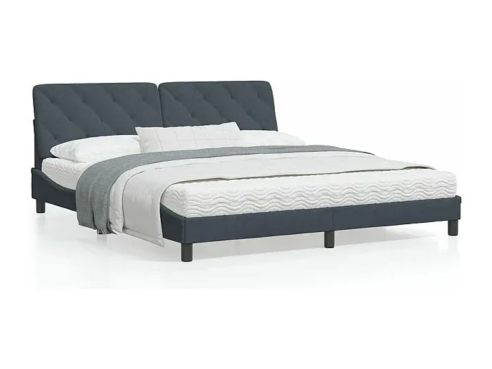 Estructura cama con luces LED terciopelo gris oscuro 180×200 cm