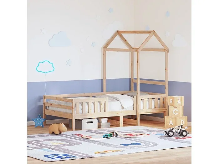 Estructura cama con techo madera maciza de pino 90×190 cm