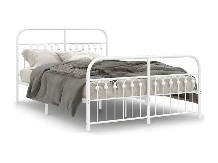 Estructura cama metal cabecero y estribo blanco 140×190 cm