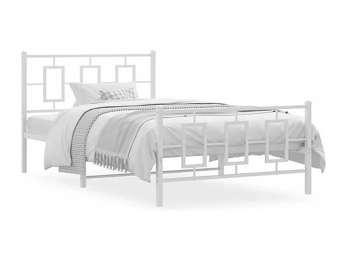 Estructura cama metal con cabecero y pie cama blanca 107×203 cm