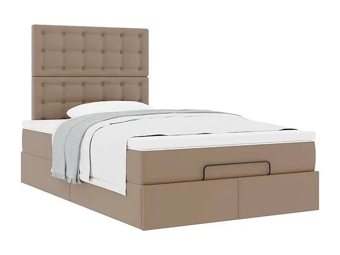 Estructura cama otomana colchón cappucino cuero sintético